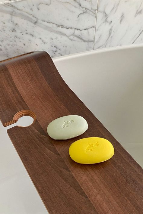 bar soap on bath, orange yellow mint body bar